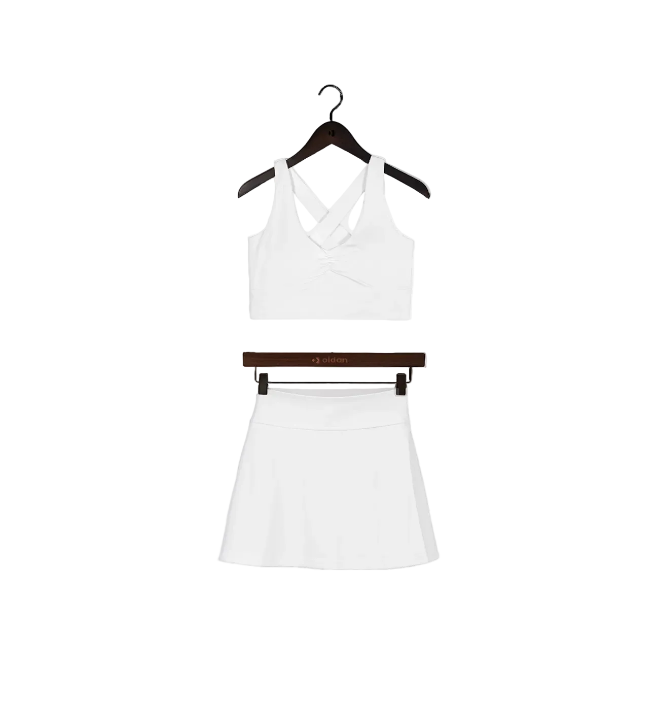 Women's Padel Top. A white padel top. Sporty padel clothing. A close-up of performance sports wear. Active lifestyle. Padel court use. 